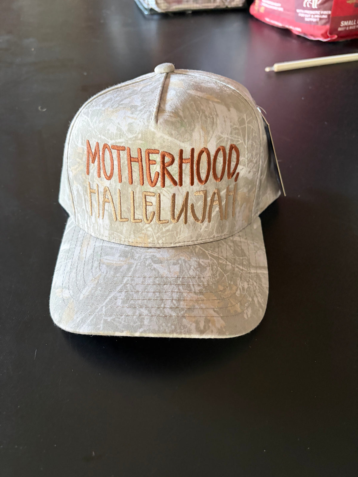 Gray Camo Motherhood Hallelujah Trucker Hat