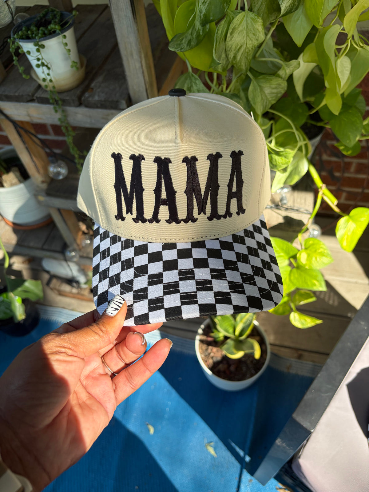 Checkered MAMA Trucker Hat
