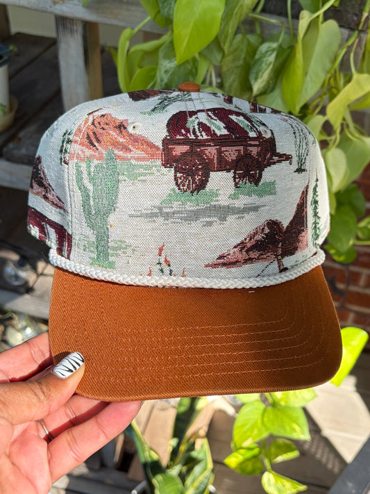 Western Scenery Tapestry Trucker Hat