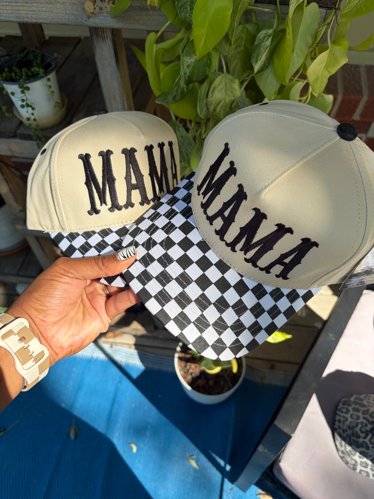 Checkered MAMA Trucker Hat