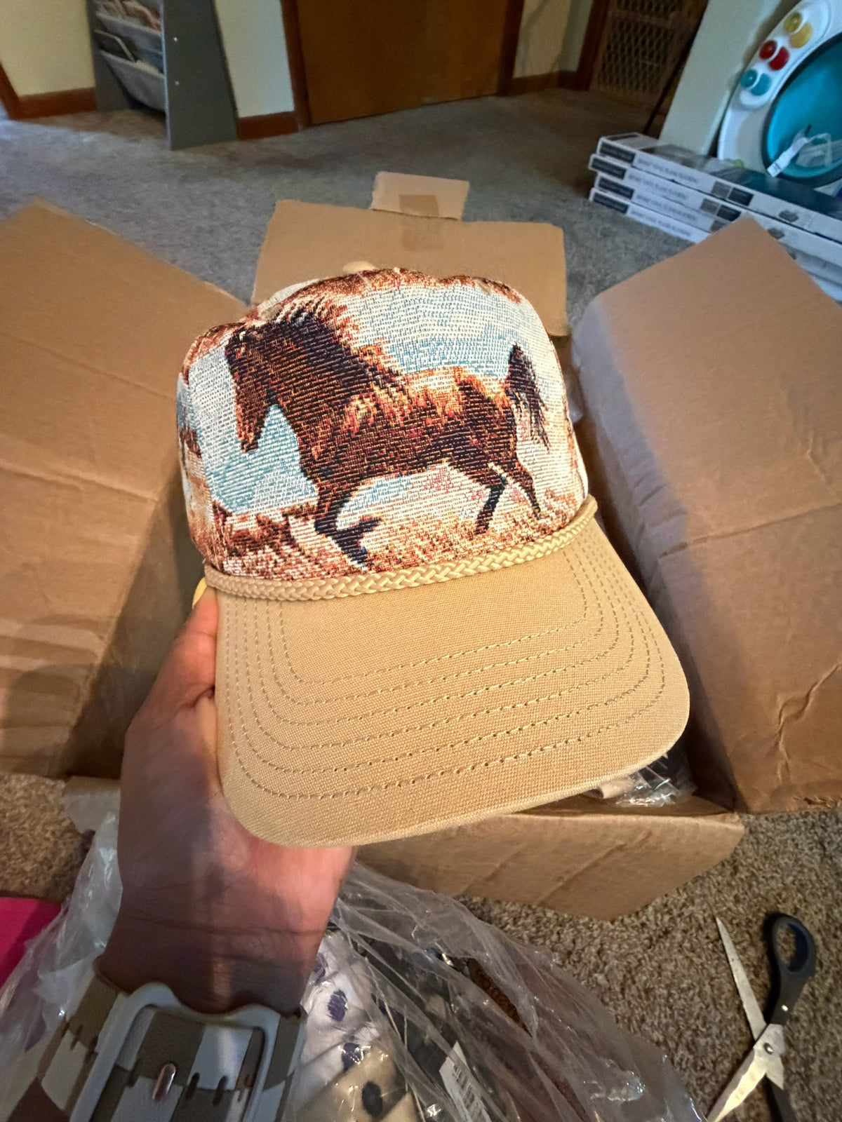 Western Horse Tapestry Trucker Hat