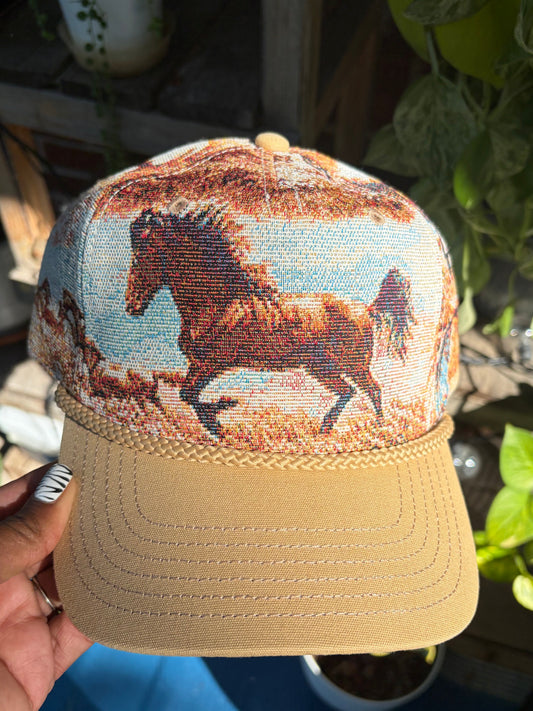 Western Horse Tapestry Trucker Hat
