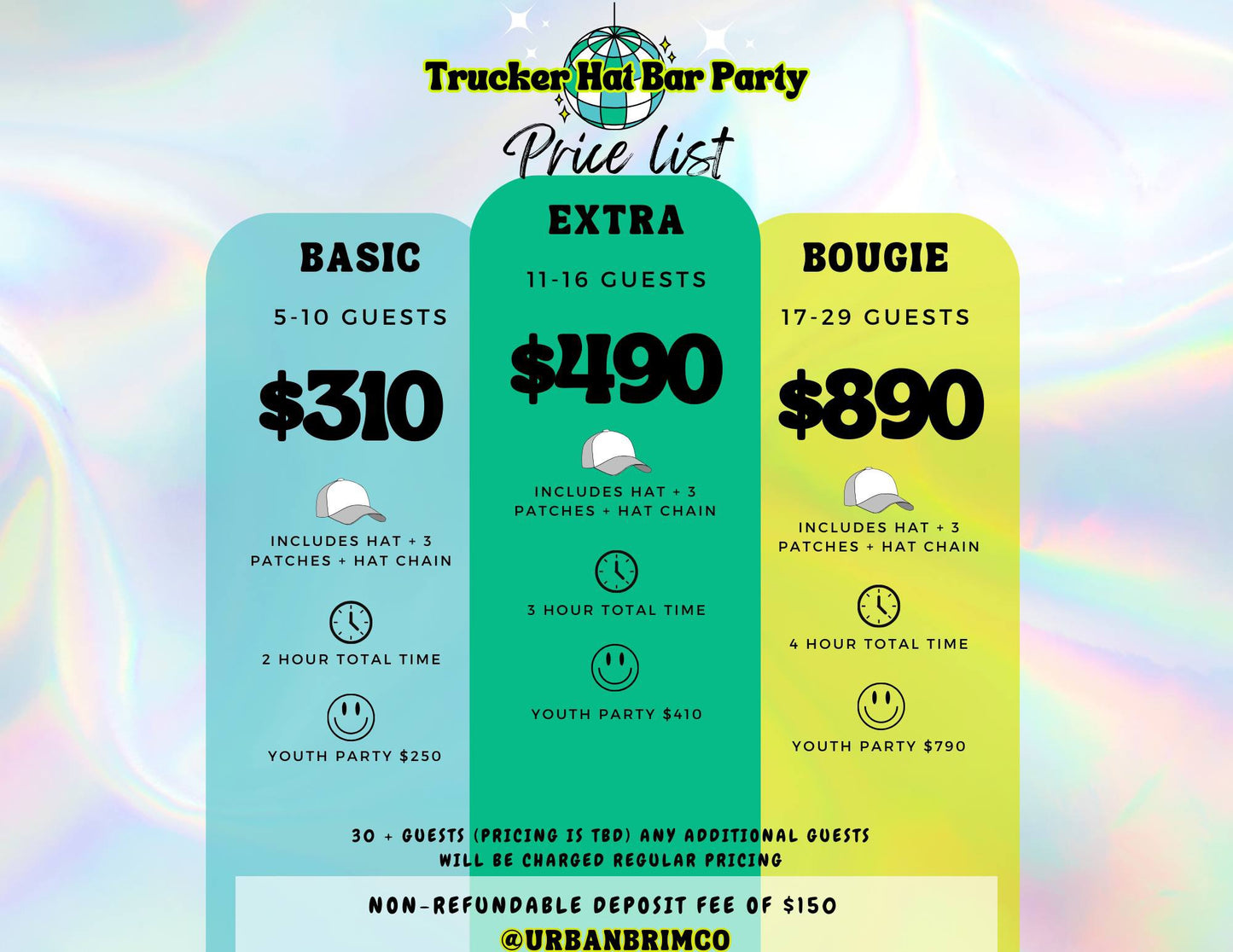 Hat Bar Price List