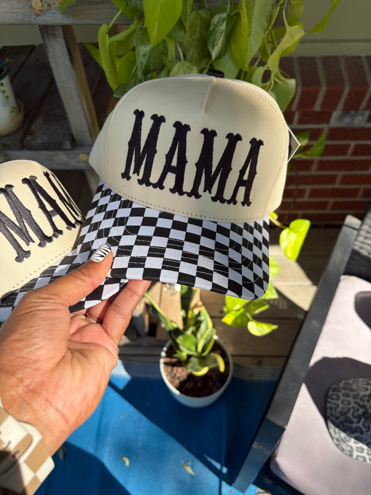 Checkered MAMA Trucker Hat