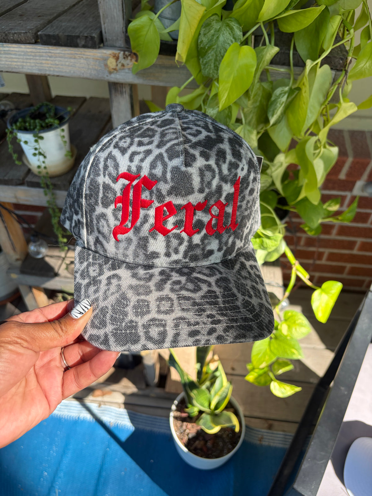 Feral Grey Leopard Baseball Hat