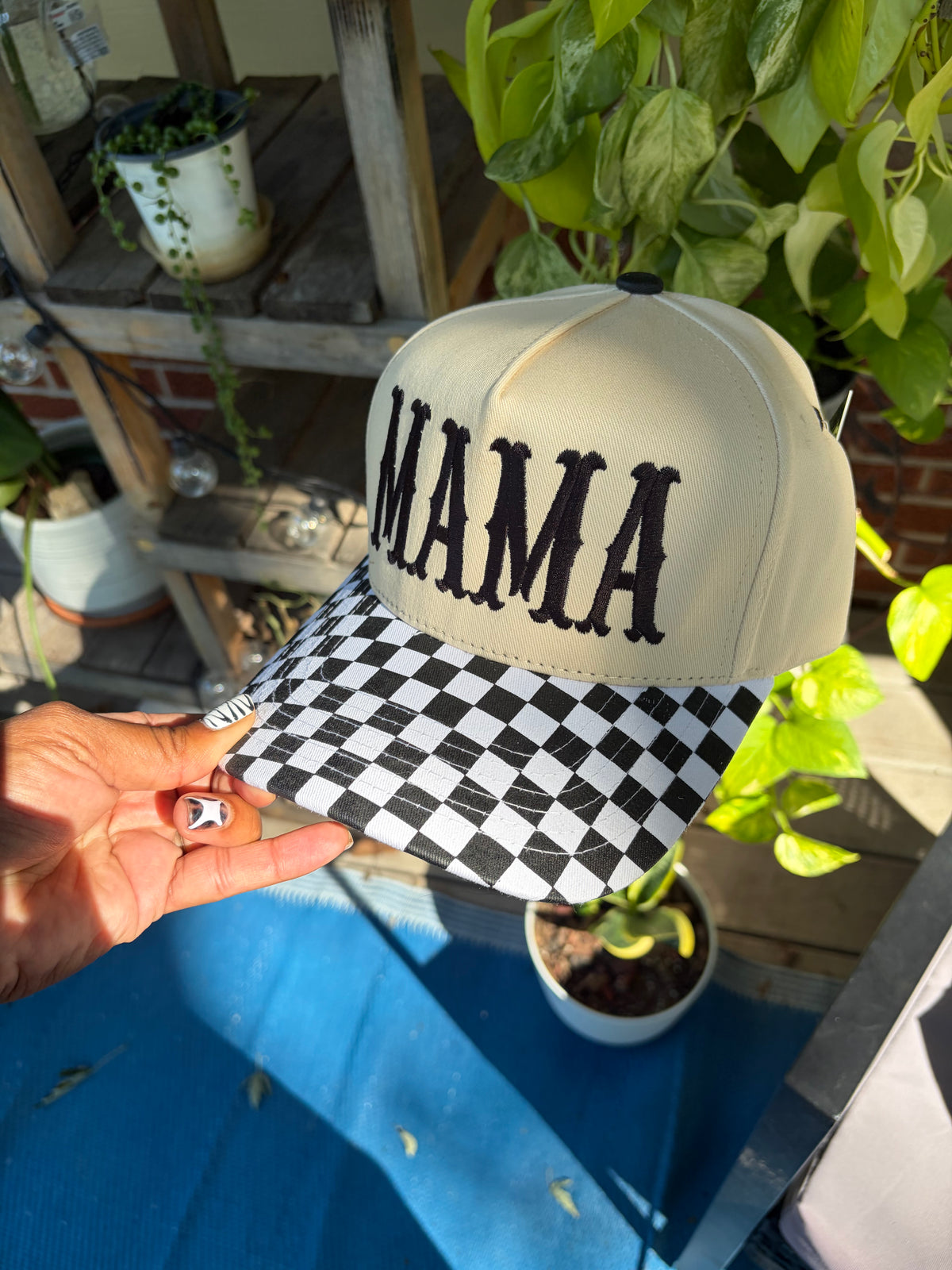 Checkered MAMA Trucker Hat