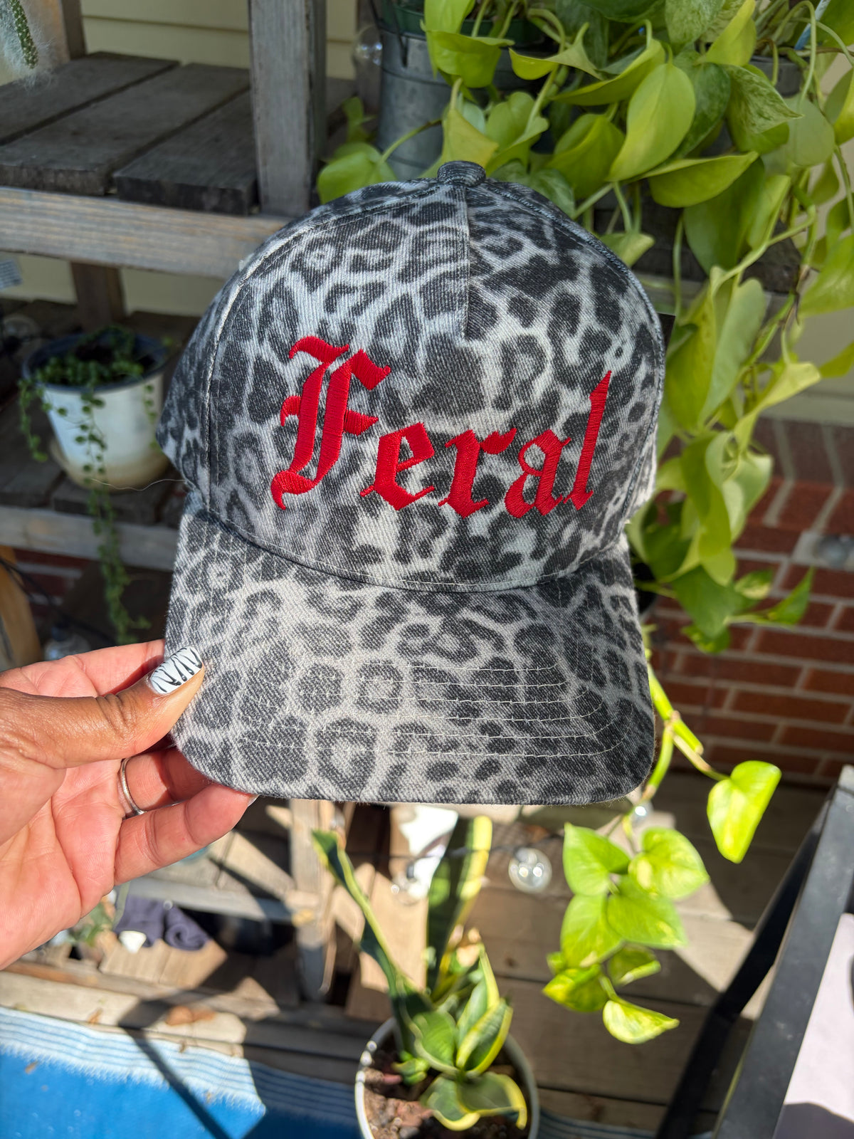 Feral Grey Leopard Baseball Hat
